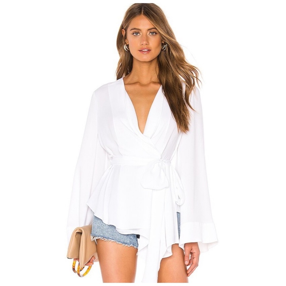 BCBGMaxAzria Wrap Top in Optic White womens size small